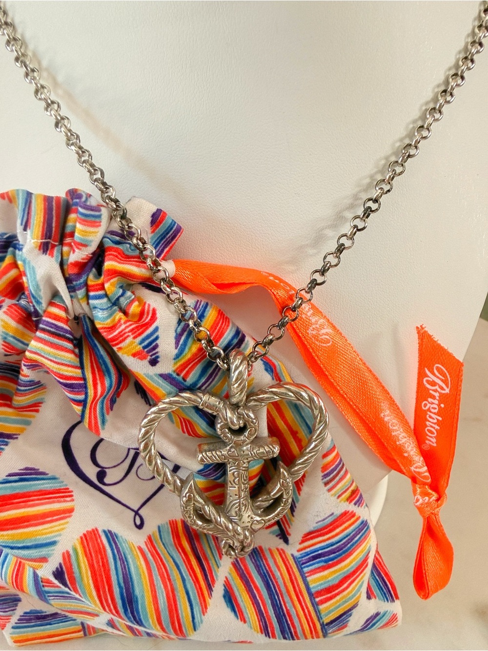 Brighton Reversible Silver Seas the Day Anchor Heart Pendant Necklace